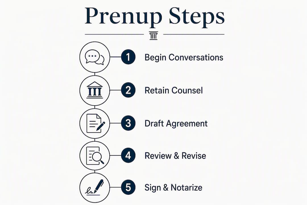 Infographic showing steps to create Utah prenuptial agreement
