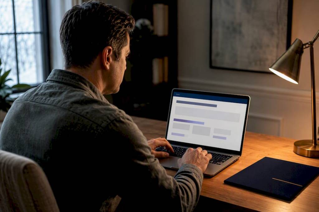 Person completing Utah divorce forms online