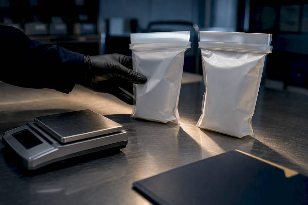 Sealed evidence containers in legal evidence room