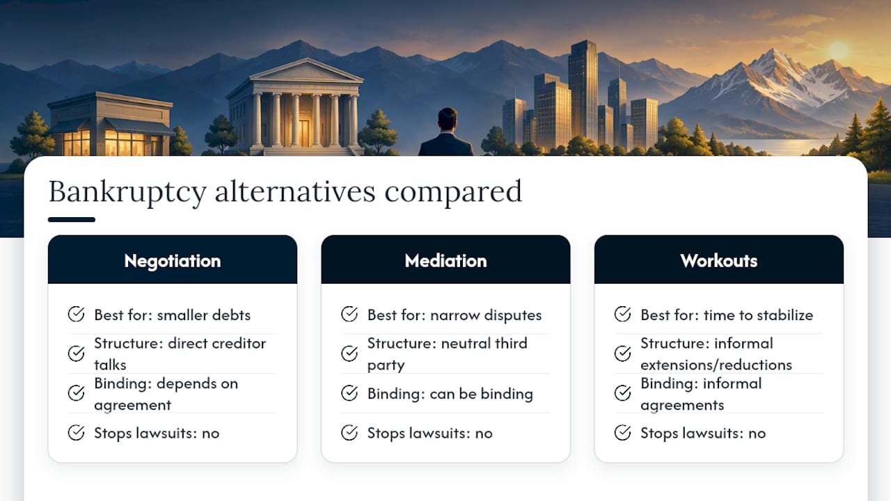 Alternatives to bankruptcy for small businesses in Utah — overview diagram