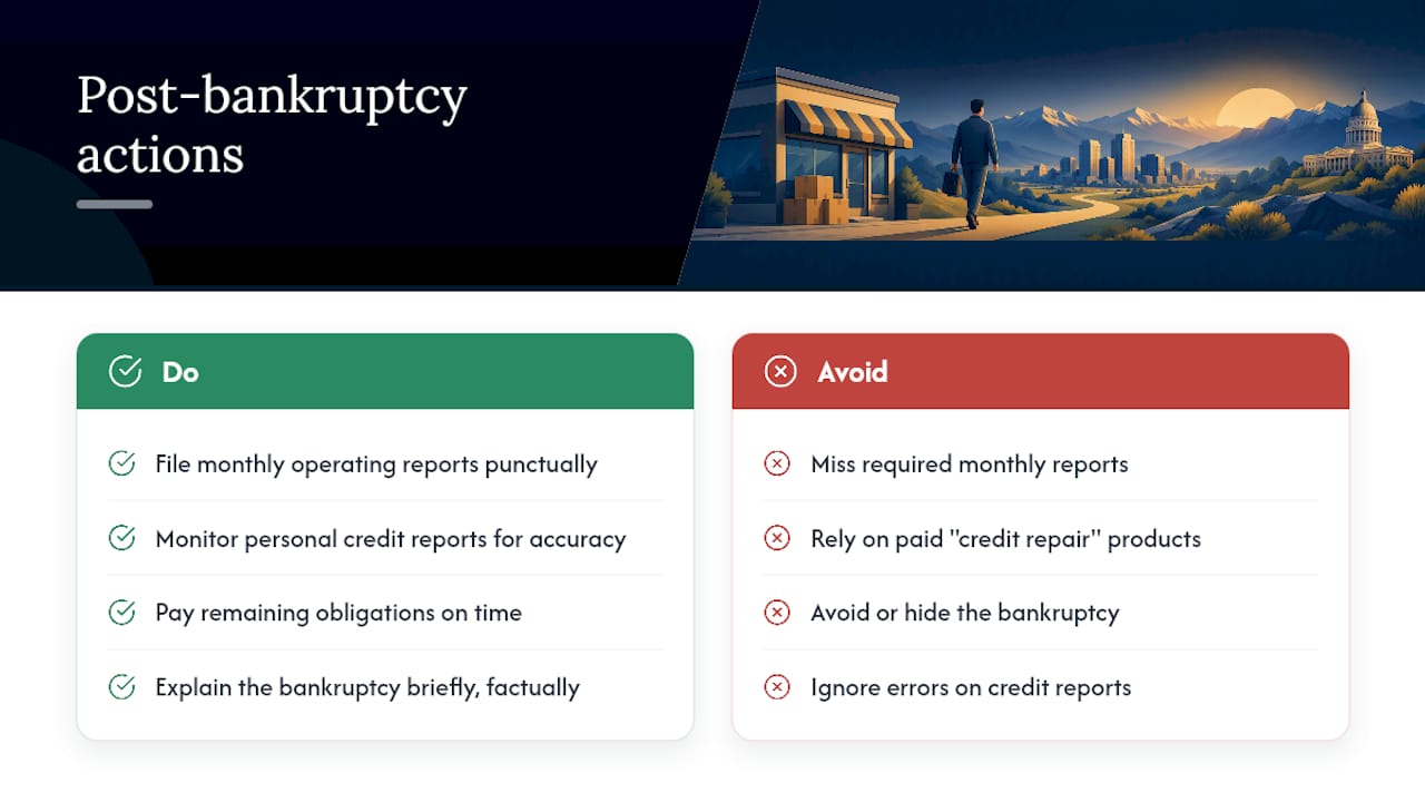Post-bankruptcy obligations and rebuilding credit for small business owners in Utah — overview diagram