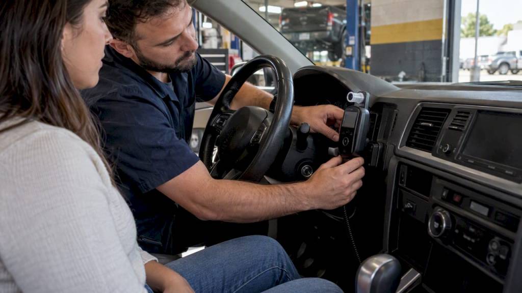 Ignition interlock device fitted inside a car